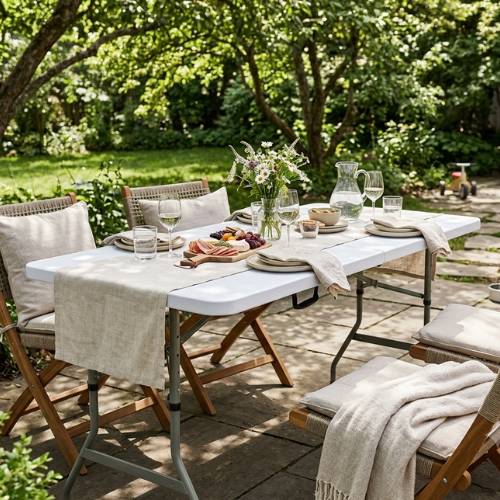outdoor plastic picnic table setting