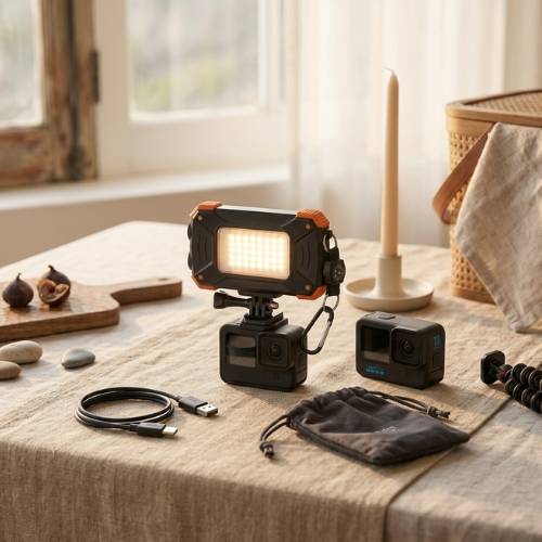compact action camera light review setup
