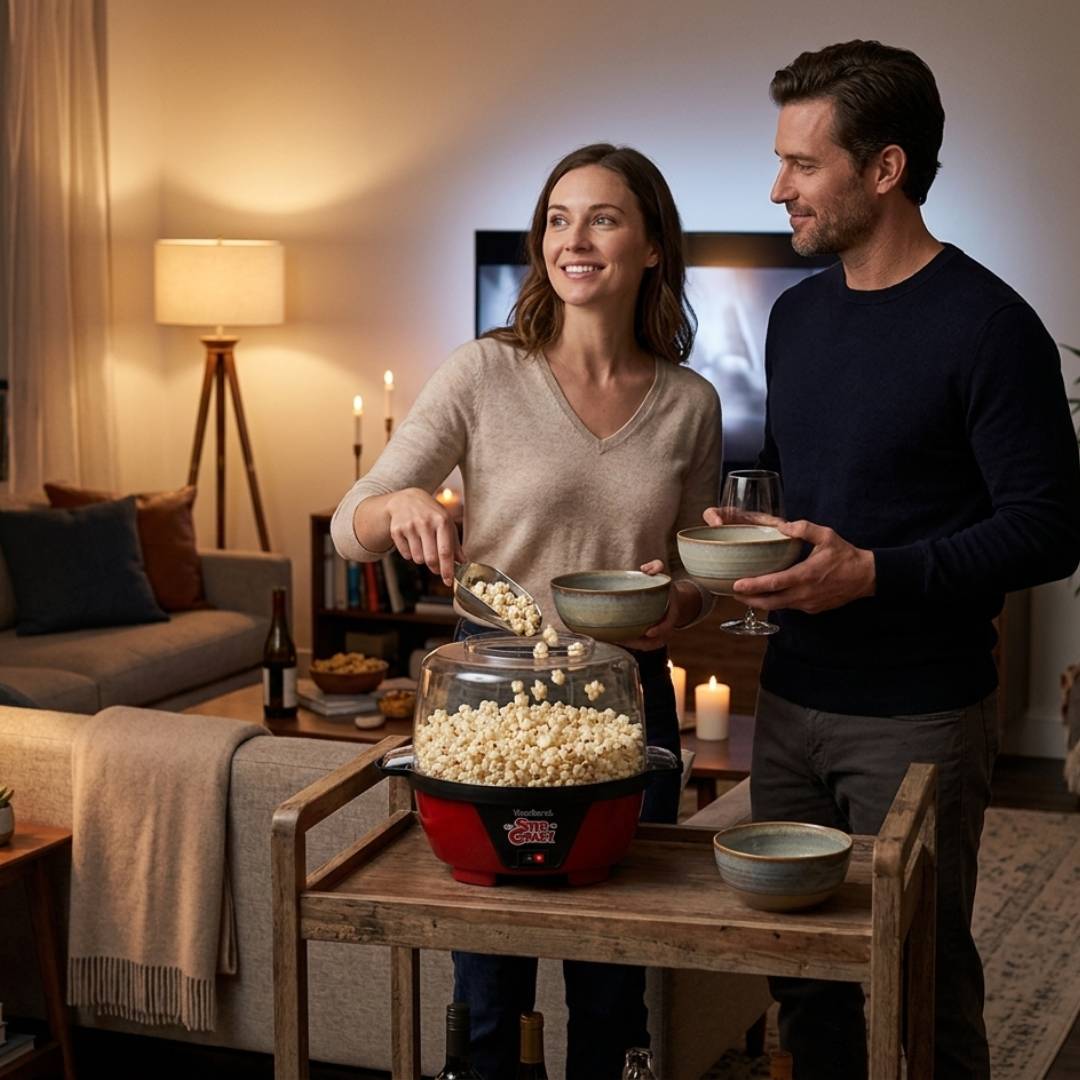 cozy date night with popcorn maker