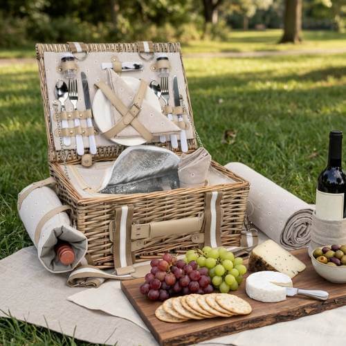 open wine picnic basket