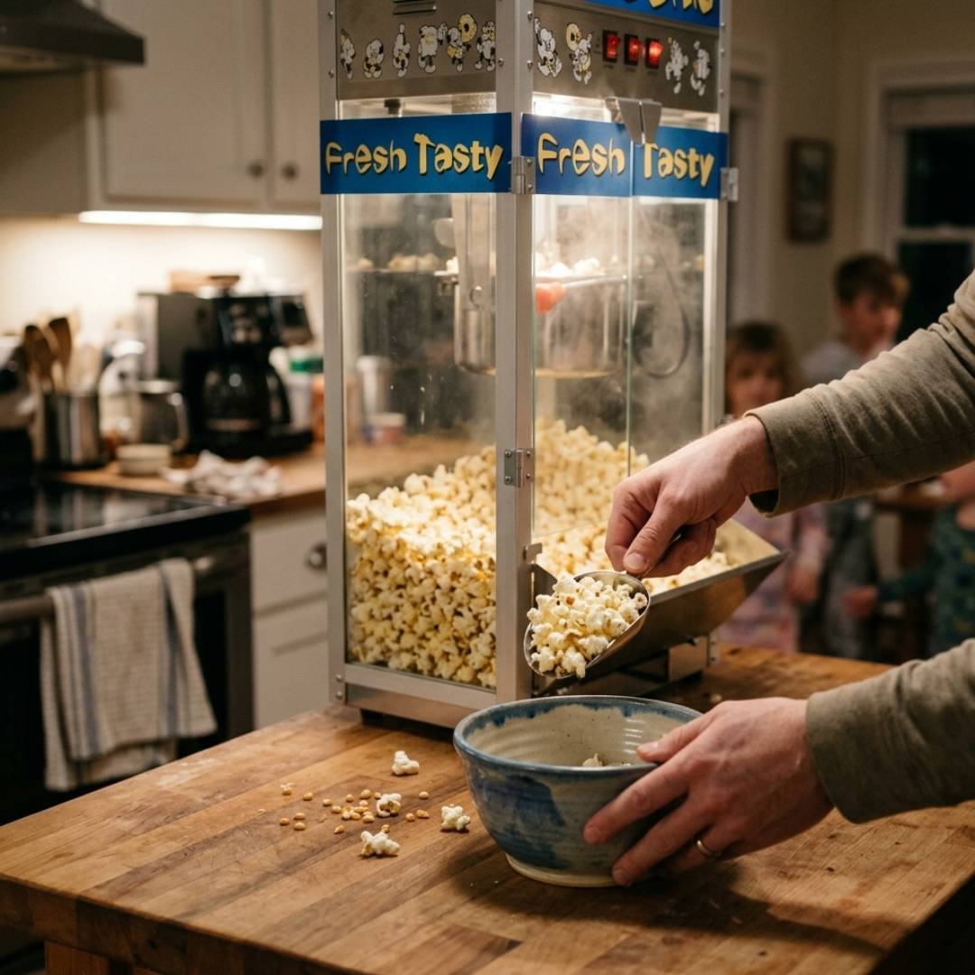 serving fresh popcorn before movie night