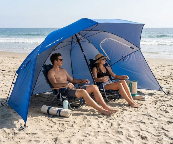 blue umbrella tent hybrid
