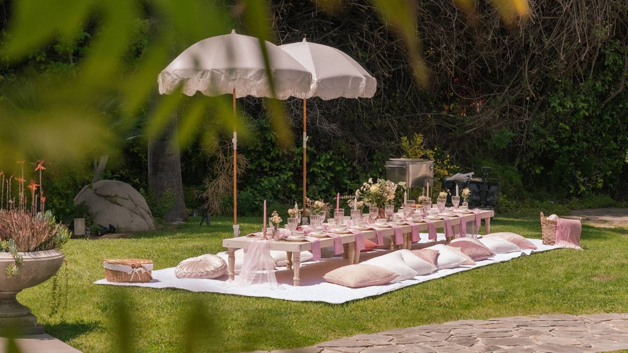 elegant garden picnic setup