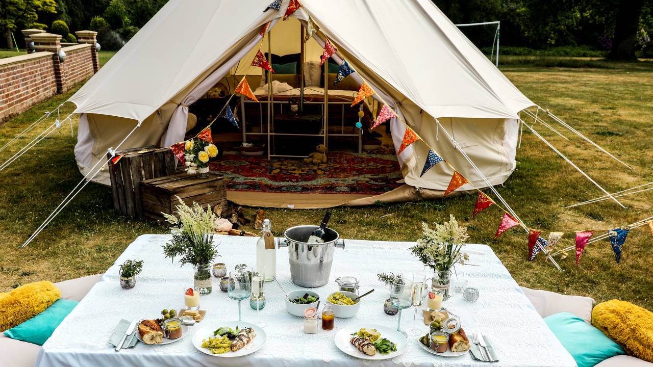 glamping brunch setup