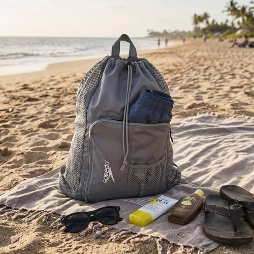 men's beach bag on sand