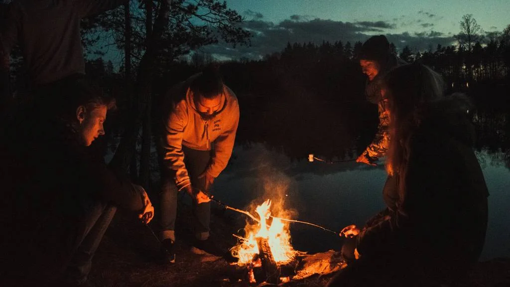 sunset bonfire with friends
