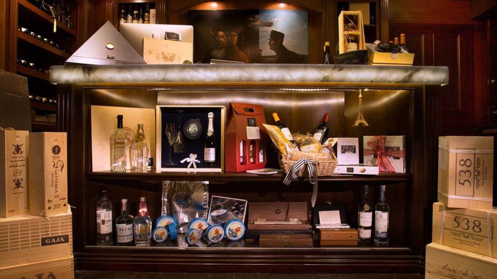 upscale wine and spirits display
