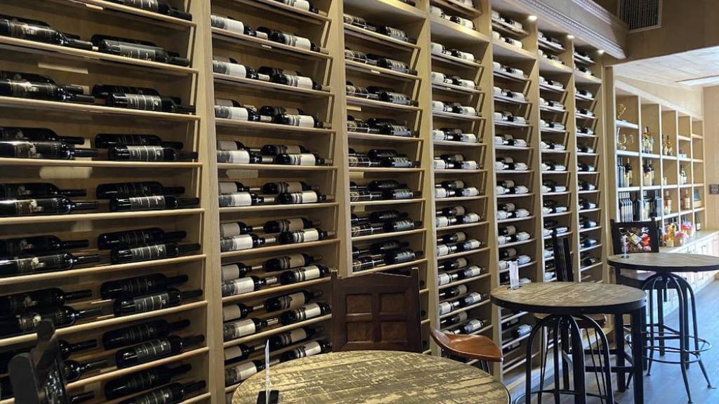urban wine cellar seating area