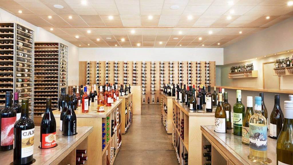 wine shop interior aisle