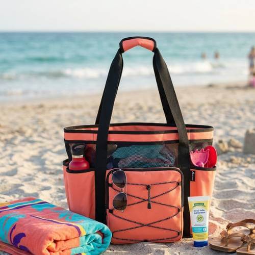 beach bags with a zipper