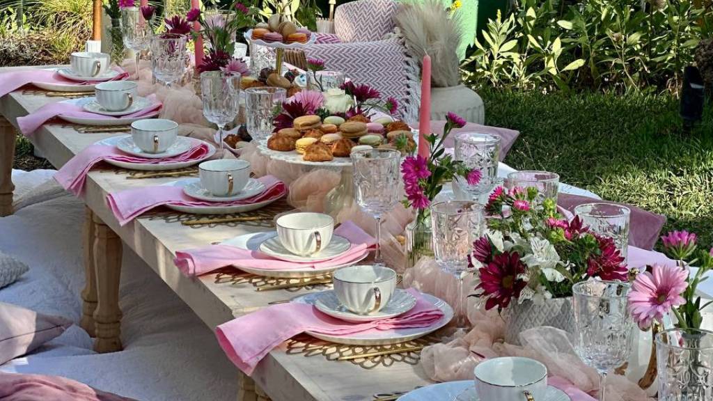 garden tea party setup