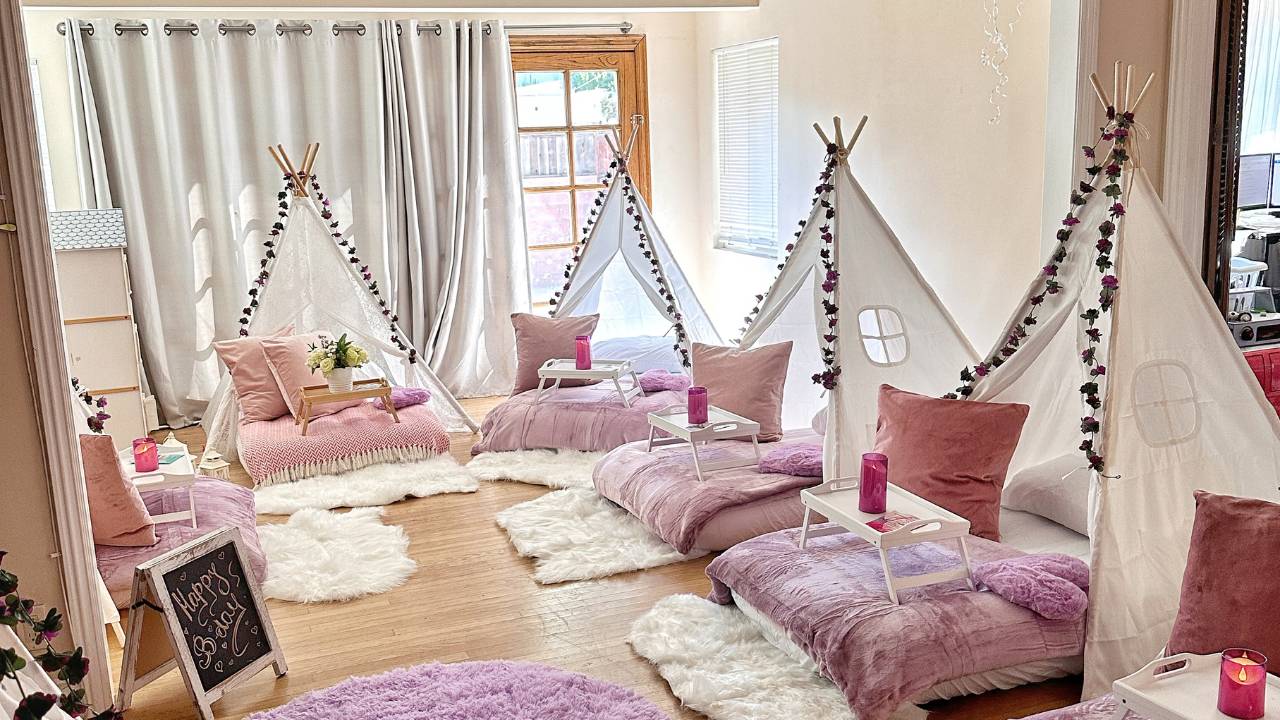 luxury sleepover setup for girls