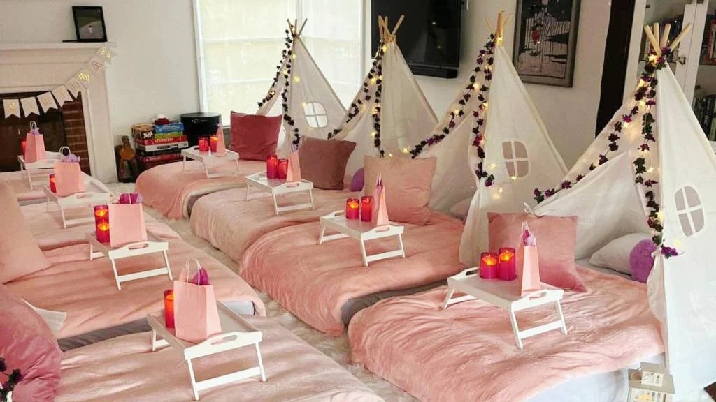 sleepover party setup