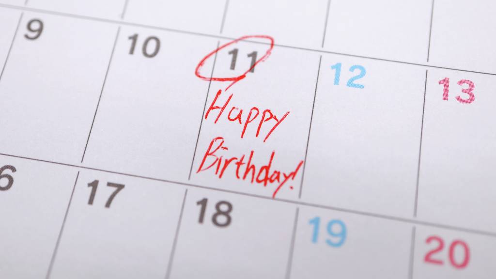 birthday marked on calendar