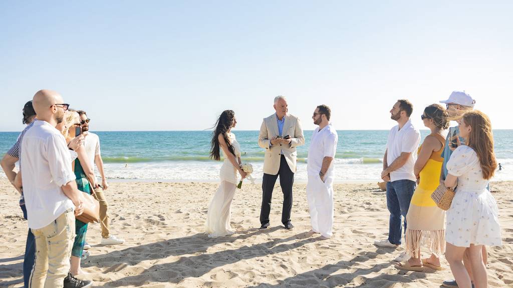 boho beach wedding guests