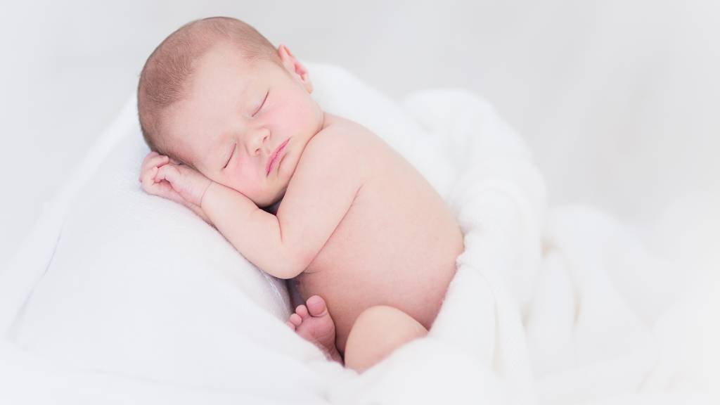 Sleeping newborn baby shower invitation idea