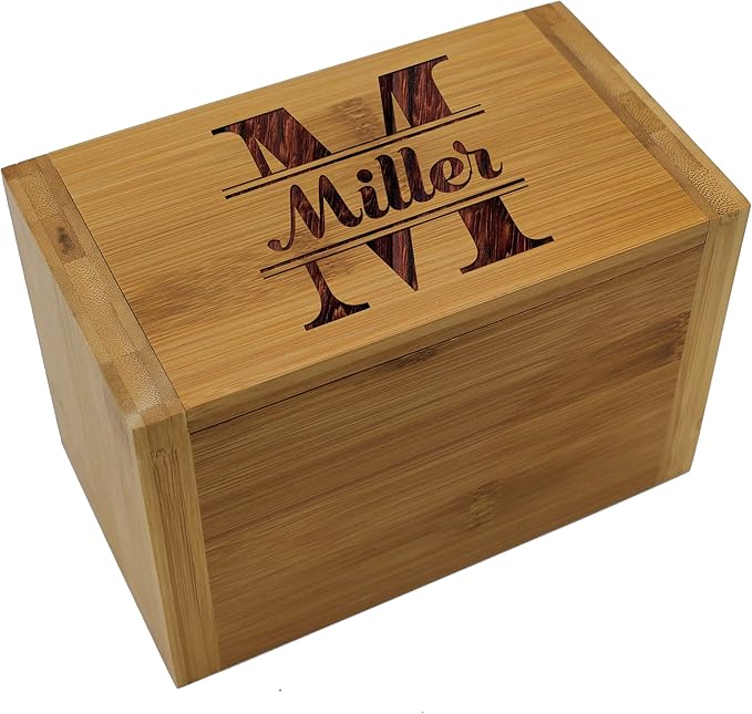bamboo wood recipe box