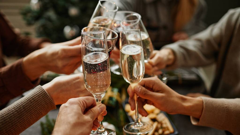 champagne toast with friends