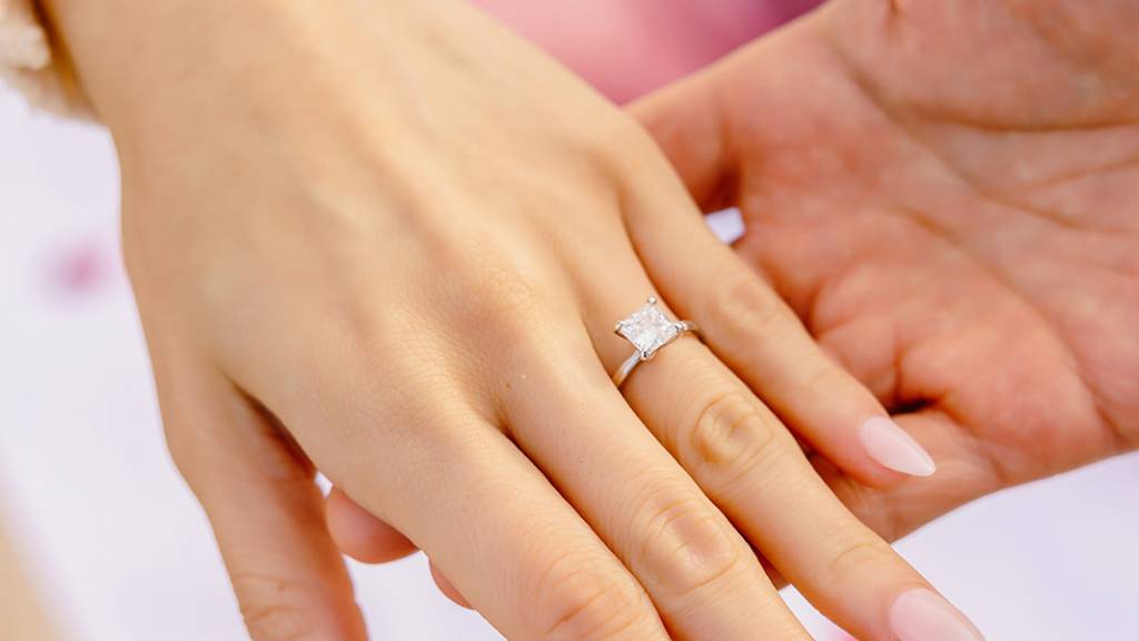 closeup of engagement ring
