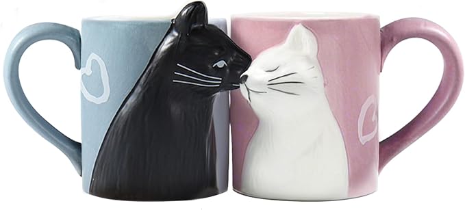 cute kissing cat mug