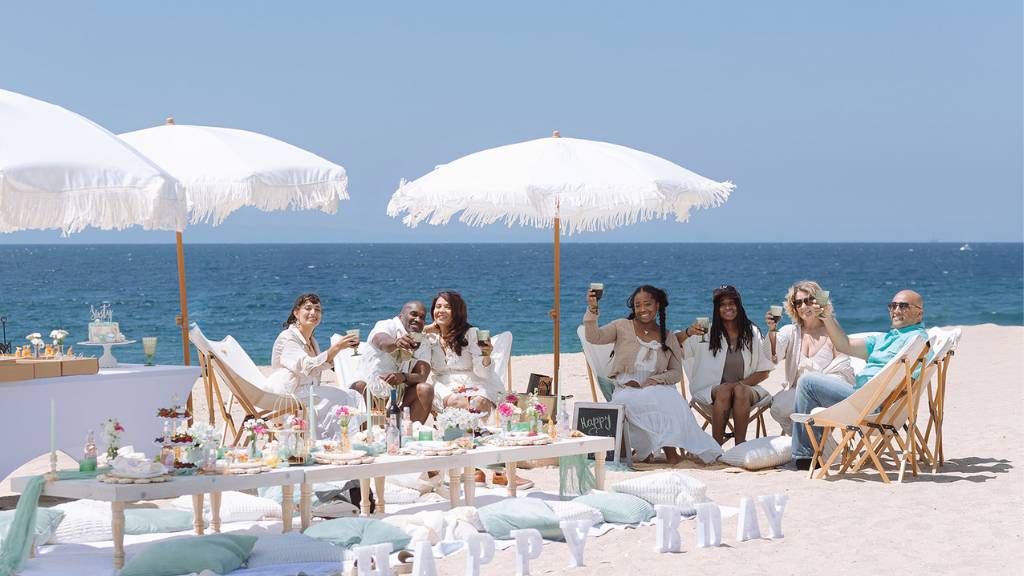 elegant 50th birthday beach picnic