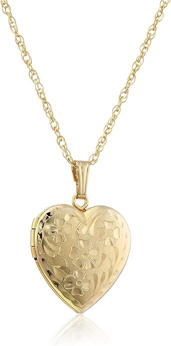 flowers heart locket necklace