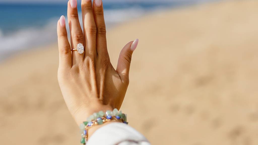 hand showing engagement ring