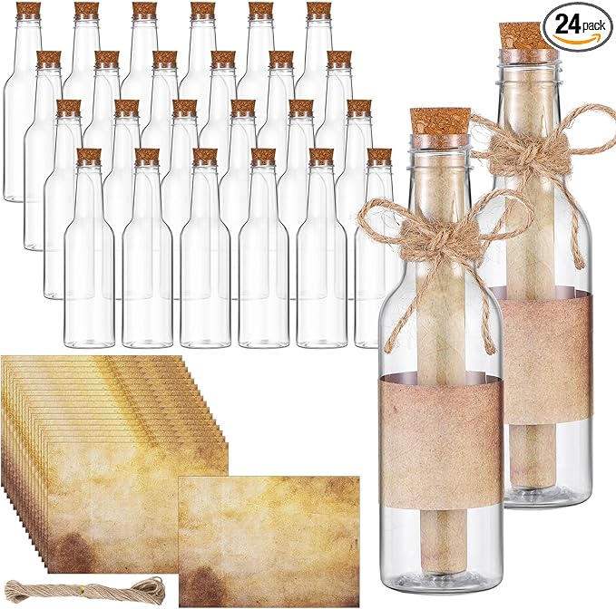 message bottles with letter paper