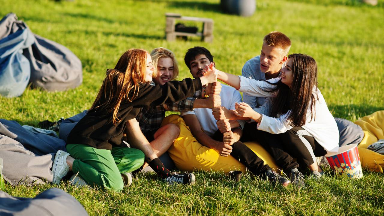 students enjoying college picnic
