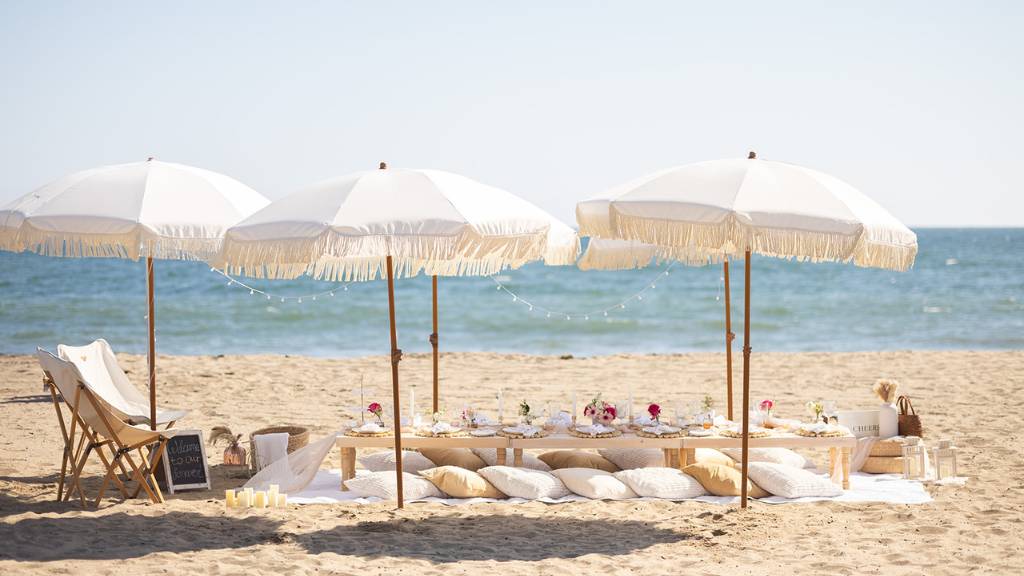 50th birthday beach setup