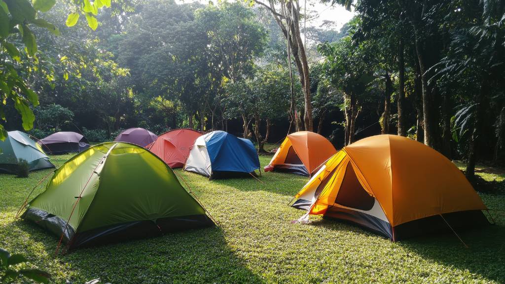 camping tents on grassy field