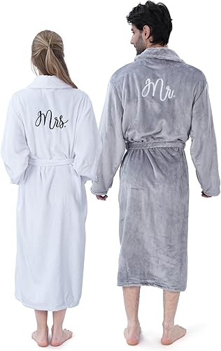 Matching couple robes with embroidered names