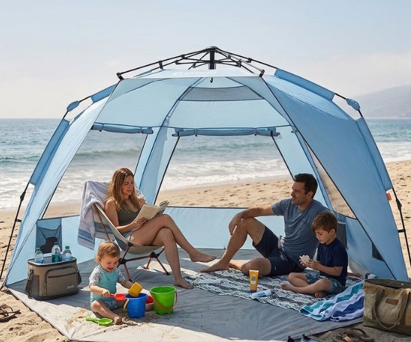 family beach tent with shade