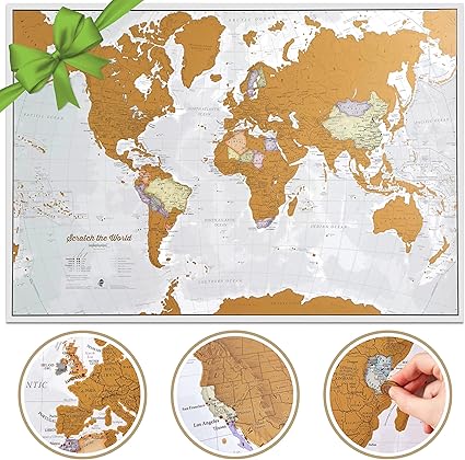 Scratch-off world travel map gift
