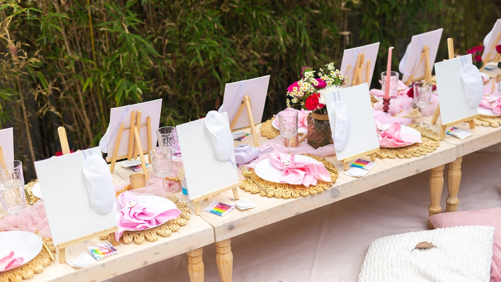 outdoor painting station for creative teen party