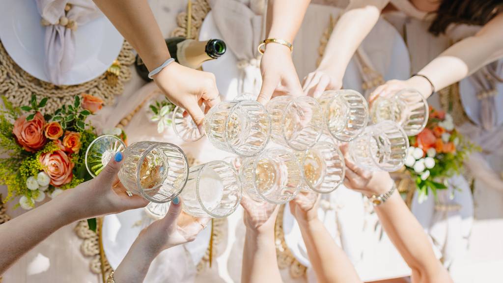 © Picnic Makers - https://picnicmakers.com/ friendsgiving toast with bubbly
