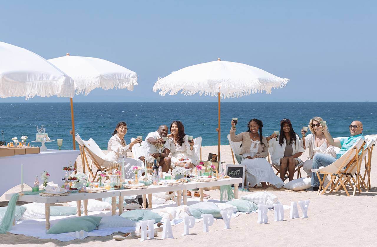 luxury picnic at the beach in LA