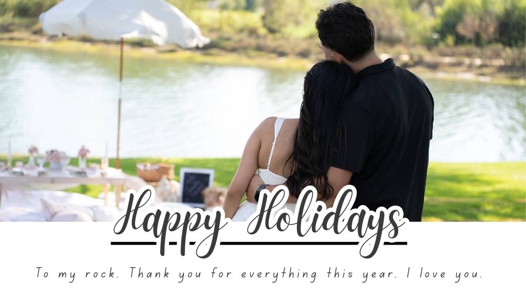 ©️ Picnic Makers - https://picnicmakers.com/ happy holidays lakeside couple picnic