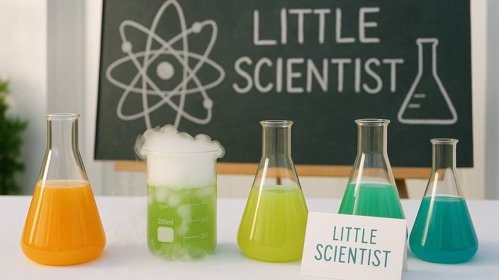 little scientist baby shower drinks in colorful beakers