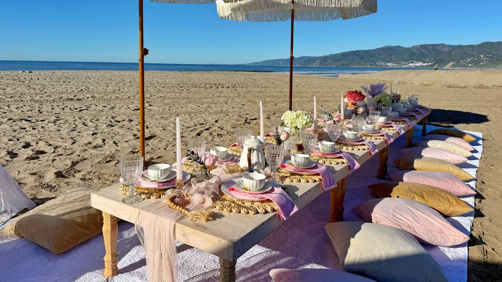 beach picnic baby sprinkle table