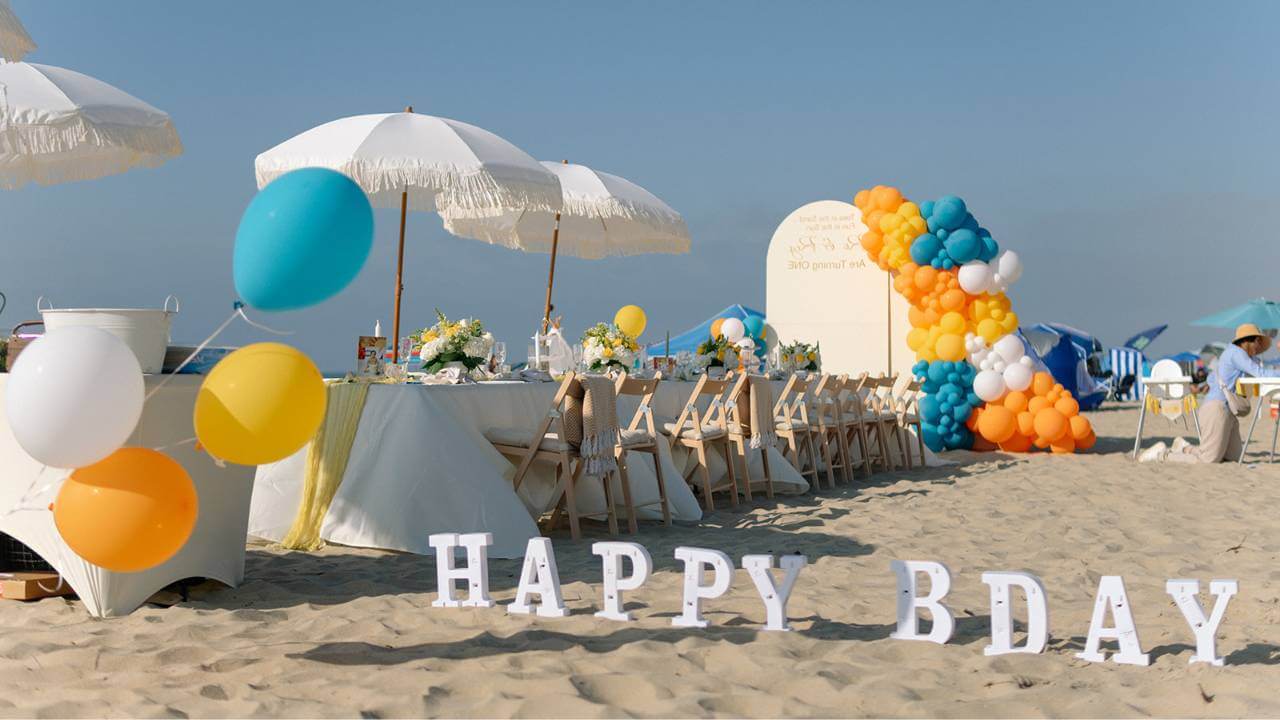 february birthday beach picnic party