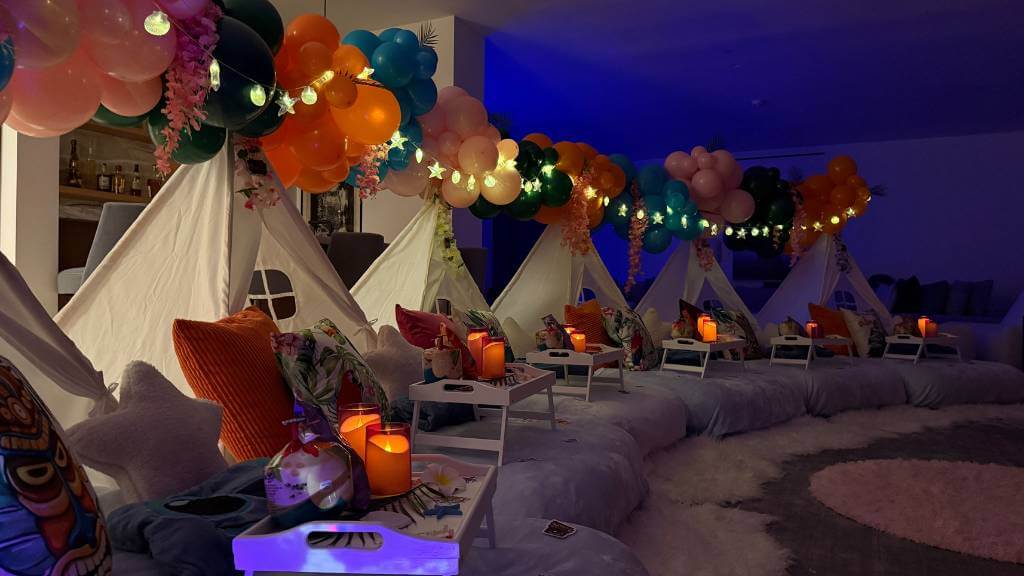 february birthday teepee slumber party
