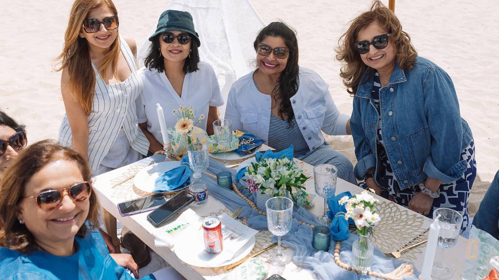 family celebrating picnic