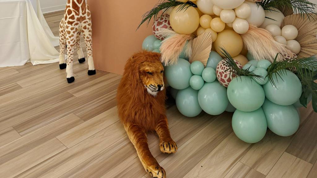 safari baby shower lion decor