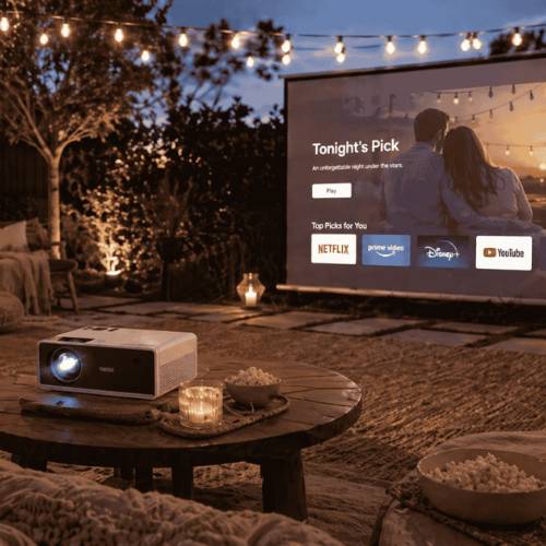 beach outdoor movie projector