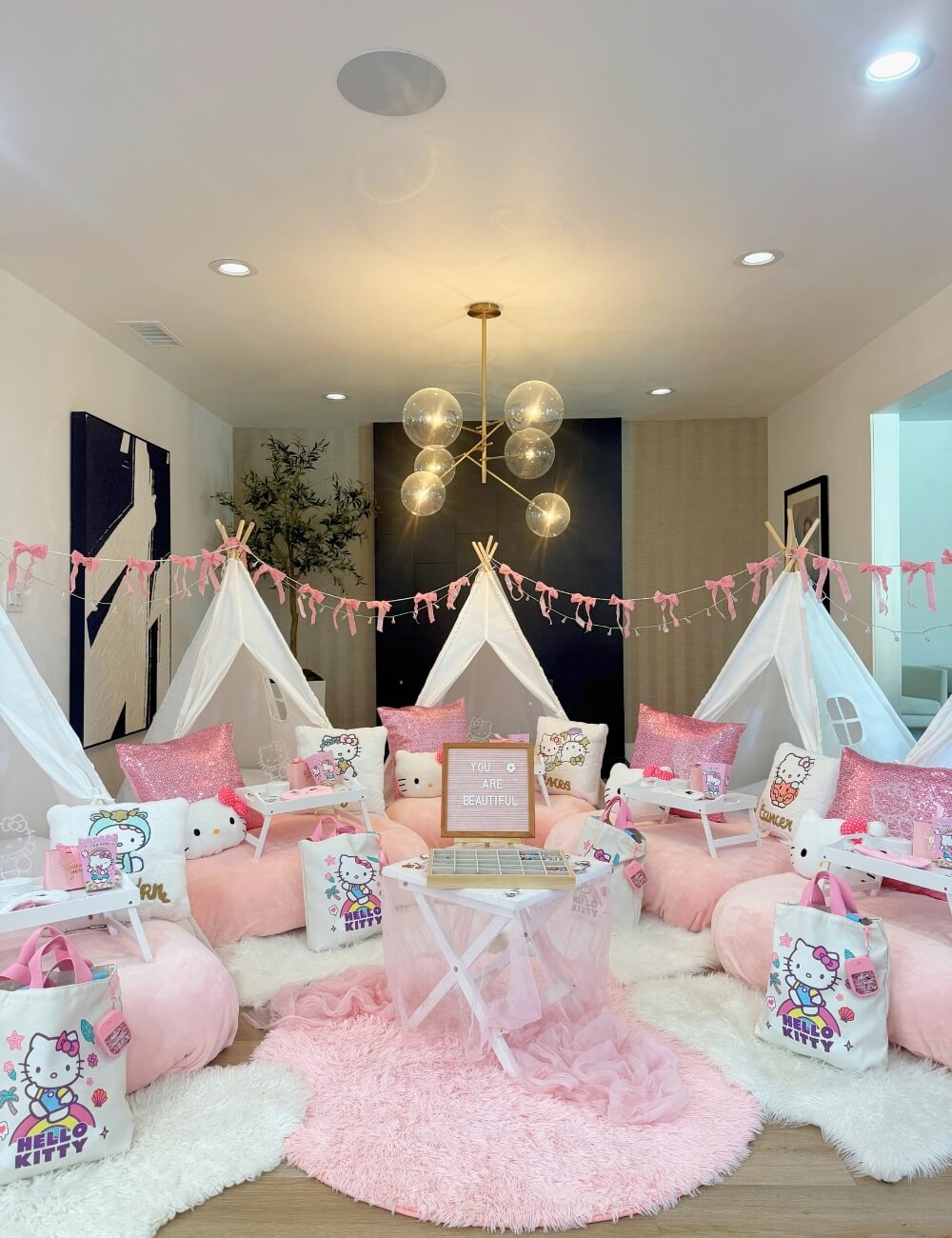 pink kids birthday picnic tents