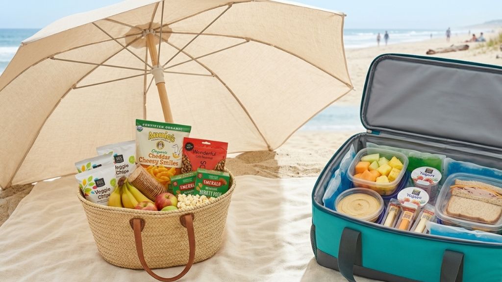 beach setup with snacks
